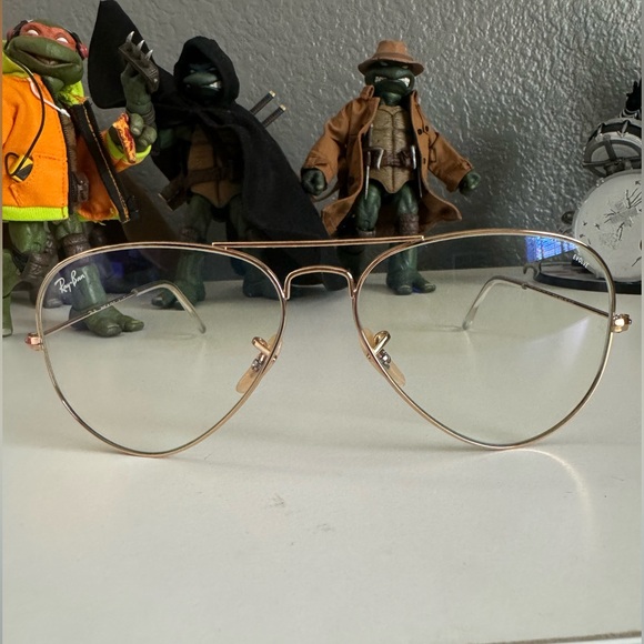 Ray-Ban Aviator Matte Gold Frame Clear Sunglasses 58-14 - Picture 12 of 14